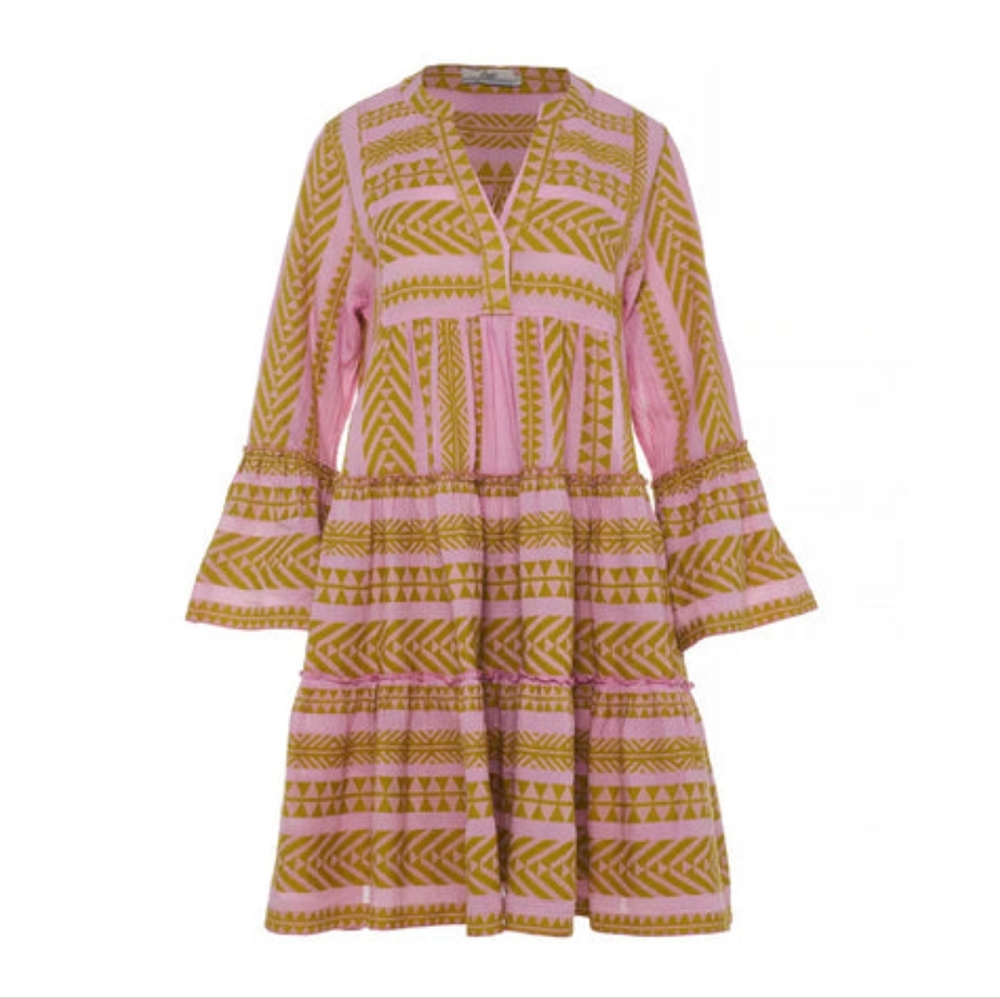 Devotion Twins Midi Dress Green Pink NWT Sz S - Picture 6 of 11